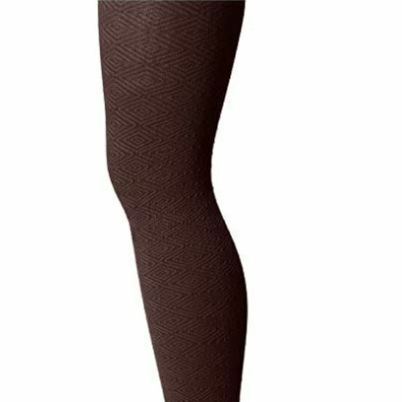 HUE Espresso Brown Diamond Maze Control Top Tights Women's Size S/M U14837 - Picture 1 of 4